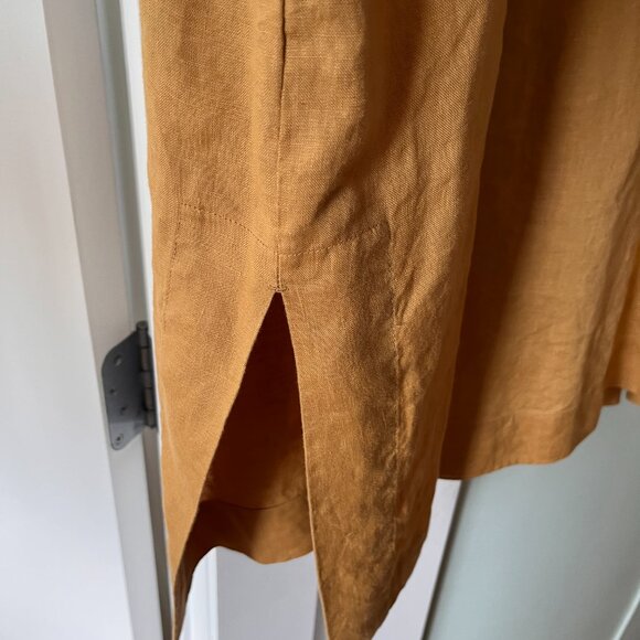 Muji Mustard Tent Dress 100% Linen with Pockets - Picture 3 of 5